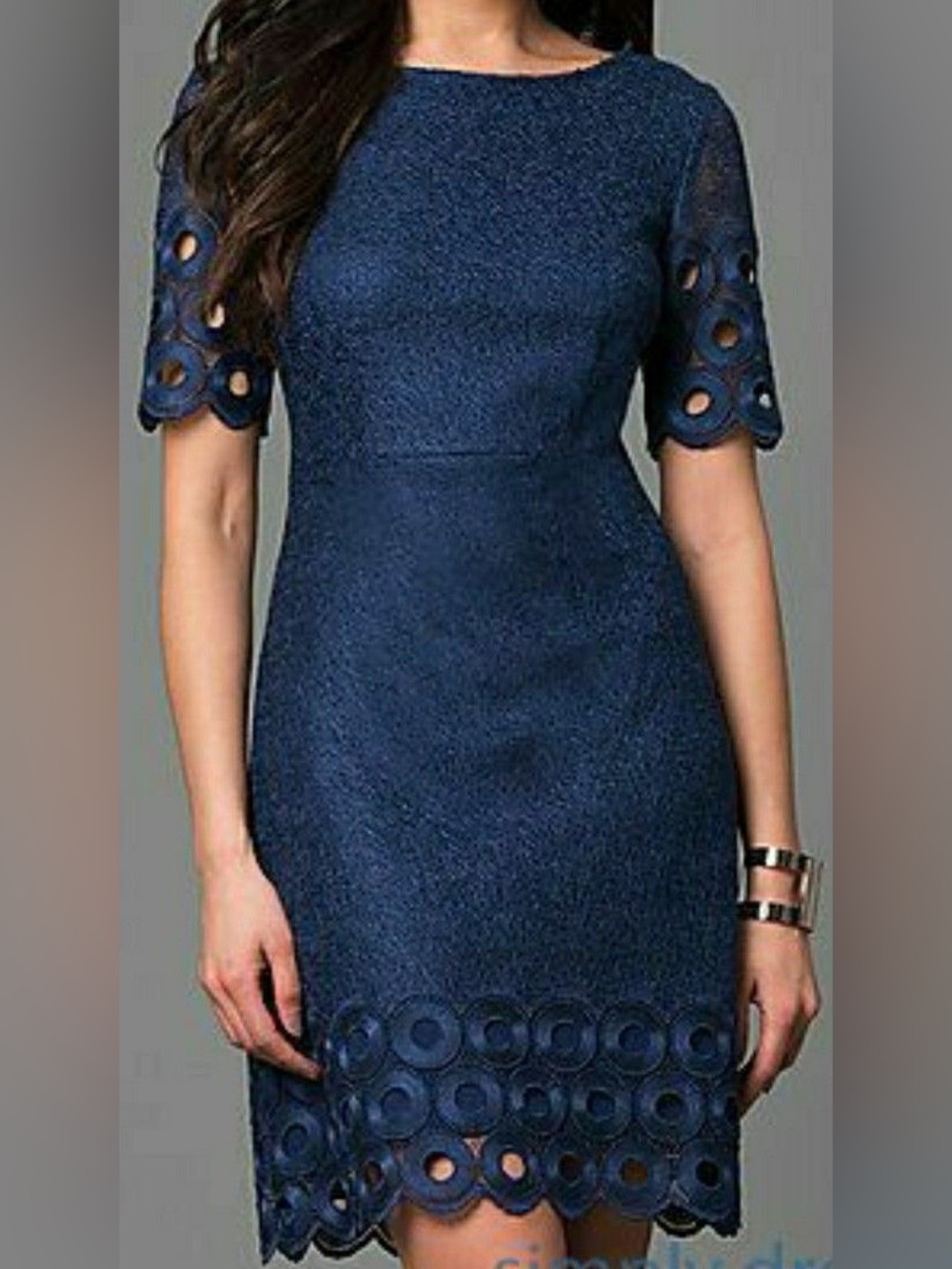 JAX | Navy Cocktail Dress with Circle Trim, Size 2